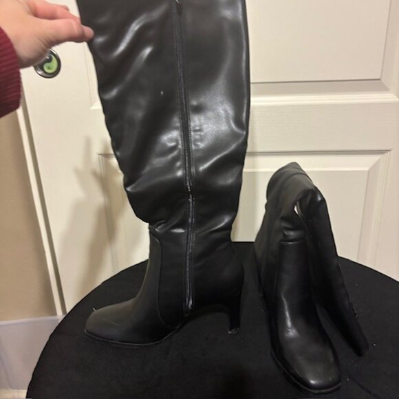 Coutgo Womens Black Square Toe Knee High Boots SZ 7 - Picture 4 of 6